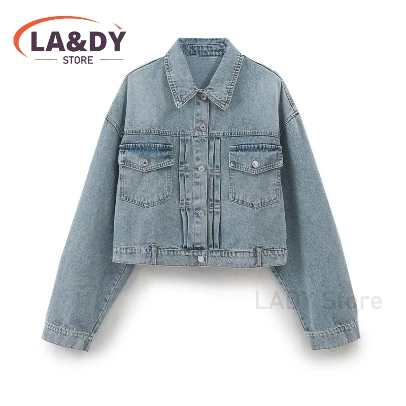 Jacket Coat 2024 Woman Fashion Versatile Simple Cowboy Female Solid Color Long Sleeves Pocket Buttons Casual Outerwear