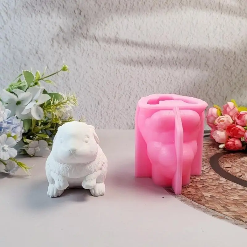 

E8BD Lovely Animal Molds Rabbits Silicones Mould Ornament Molds Casting Mould Craft Supplies for Home Decorations