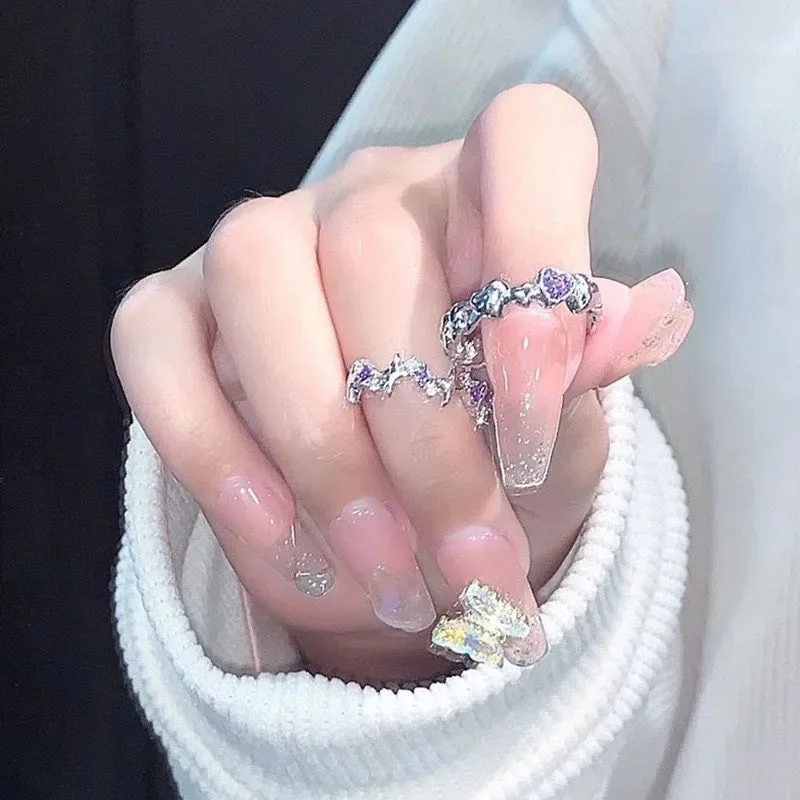 Anillo abierto de corazón de circón rosa Kpop 2024 para mujeres y niñas, anillos de dedo de lujo con forma de corazón y estrella para parejas, regalo de joyas de fiesta Y2K para boda