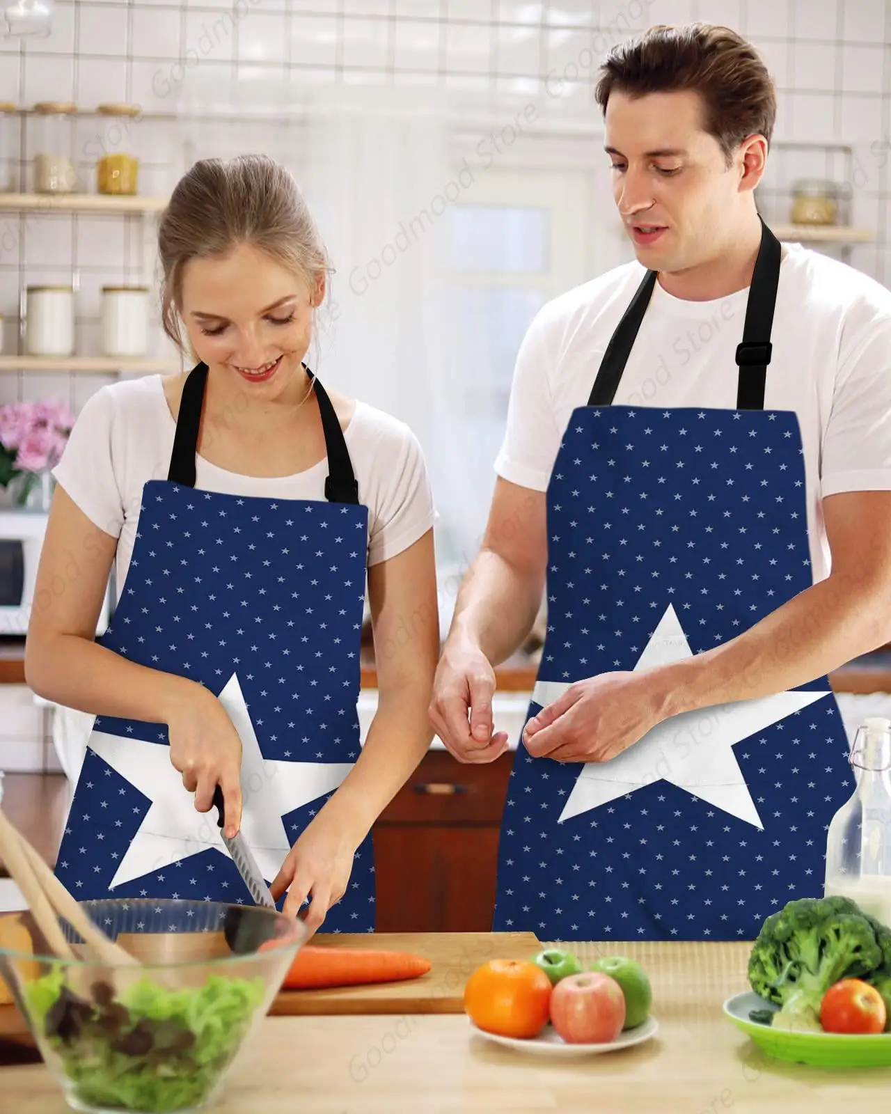 Waterproof Apron for Women with 2 Pockets, Durable with Adjustable Bib Apron, Kitchen Apron for Men Waiter Chef, Independence