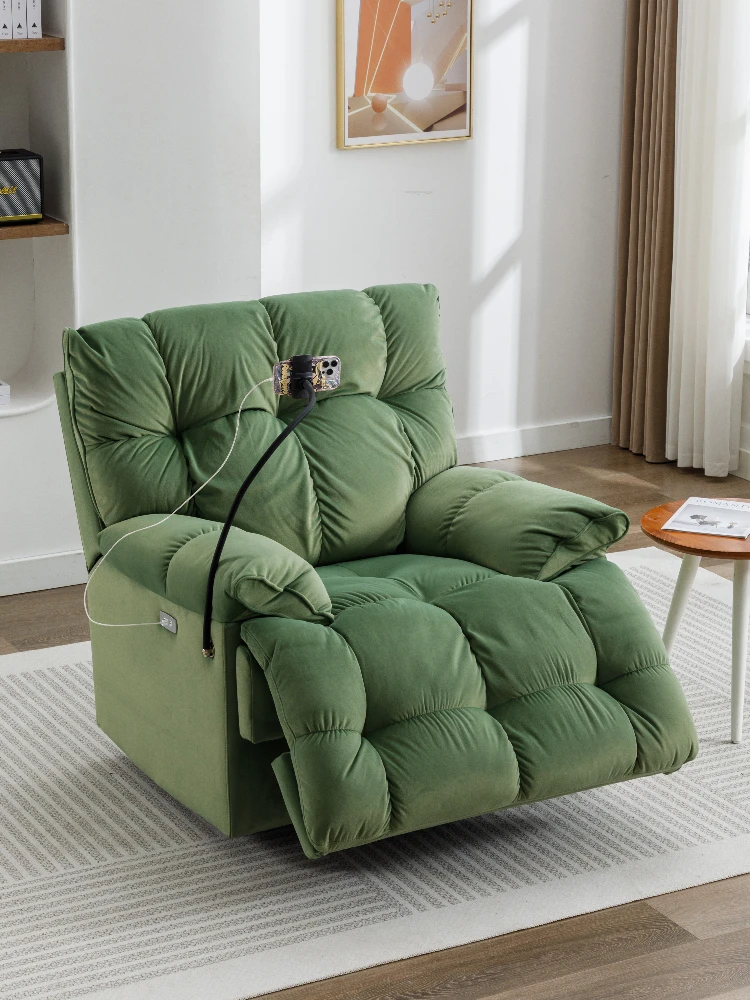 First-class space capsule functional sofa, single electric fabric reclining and sleeping, massage, bedroom rocking chair