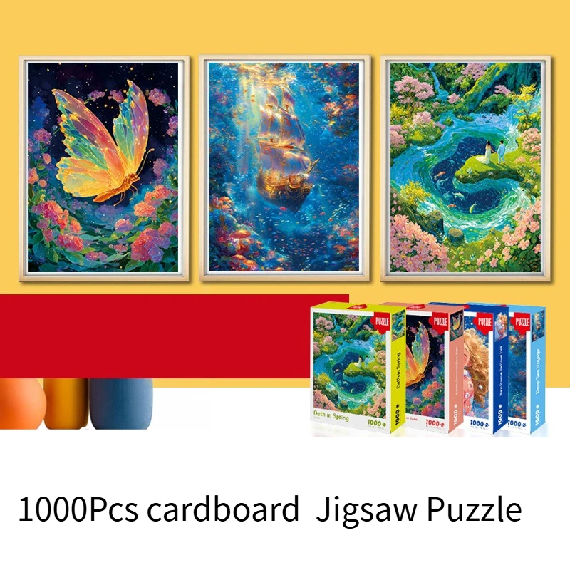GRAY BORD 1000Pcs Jigsaw Puzzle, Famous Oil Painting Pattern, Assembly Toy, Decorative Art Picture Gift