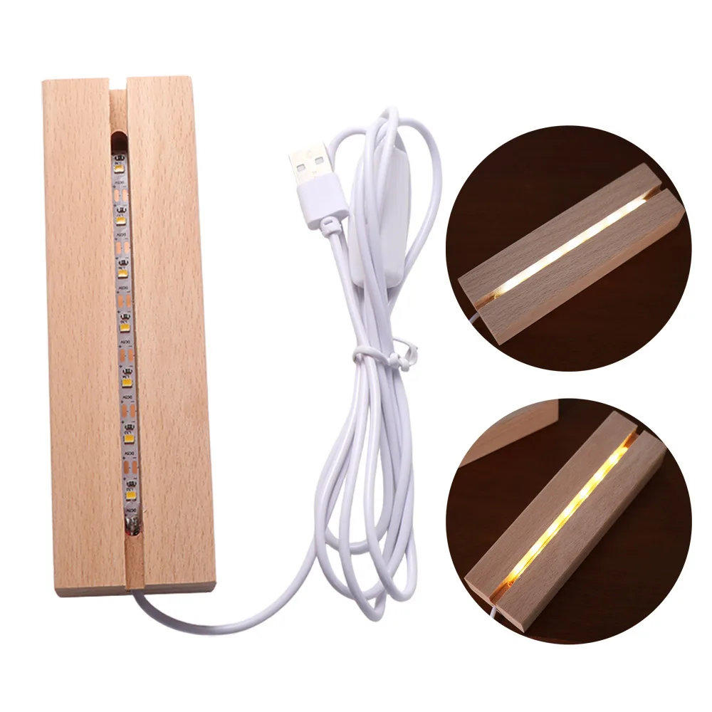 Wooden Crystal DIY Base Stand Resin Art Decor Warm/White Light Light Plate Base LED Lights Holder Night Lamp Night Light Base
