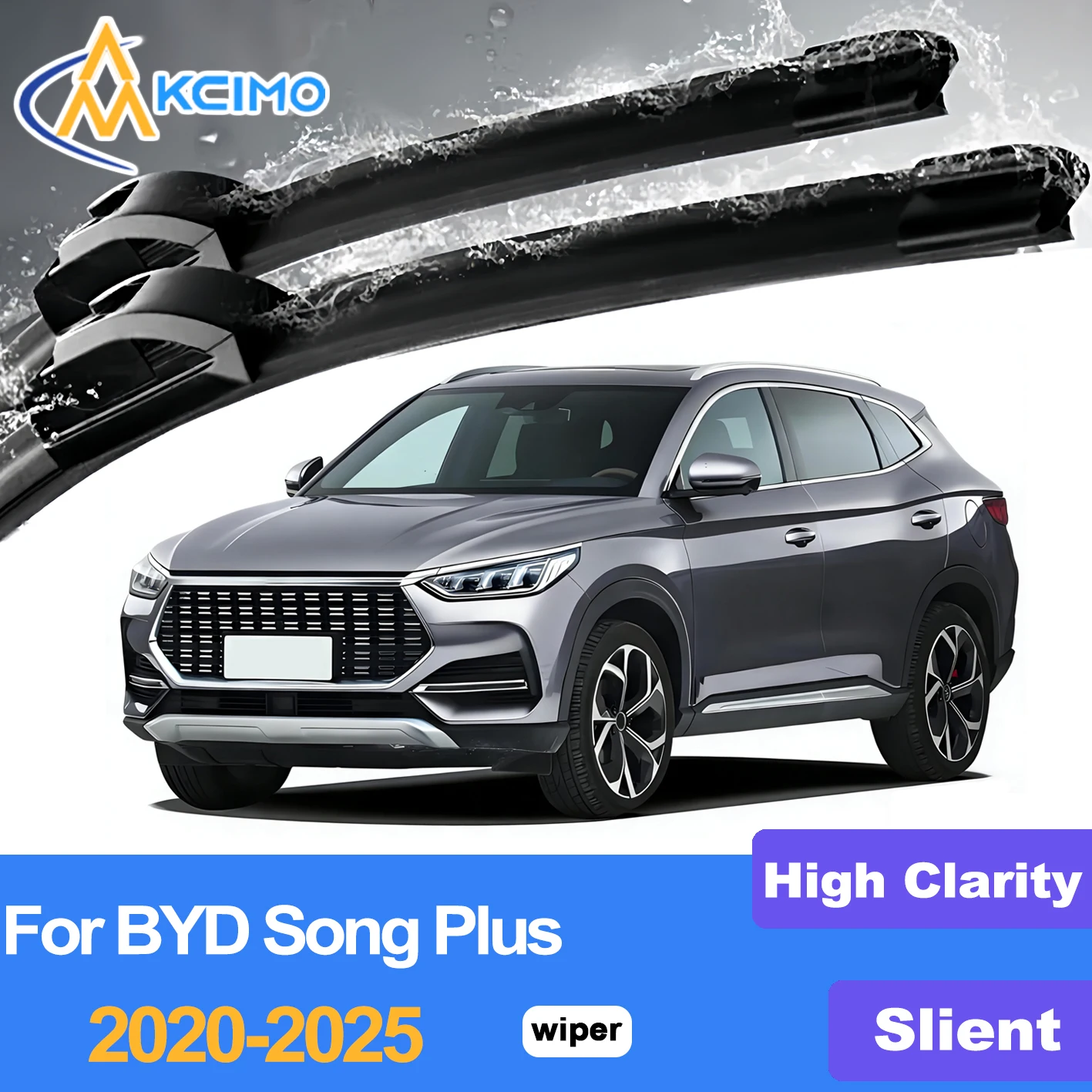 

KCIMO 2PCS Front Windshield Wiper Blades For BYD Song Plus 2020-2025, Premium All Weather Quiet Streak-Free Car Replacement
