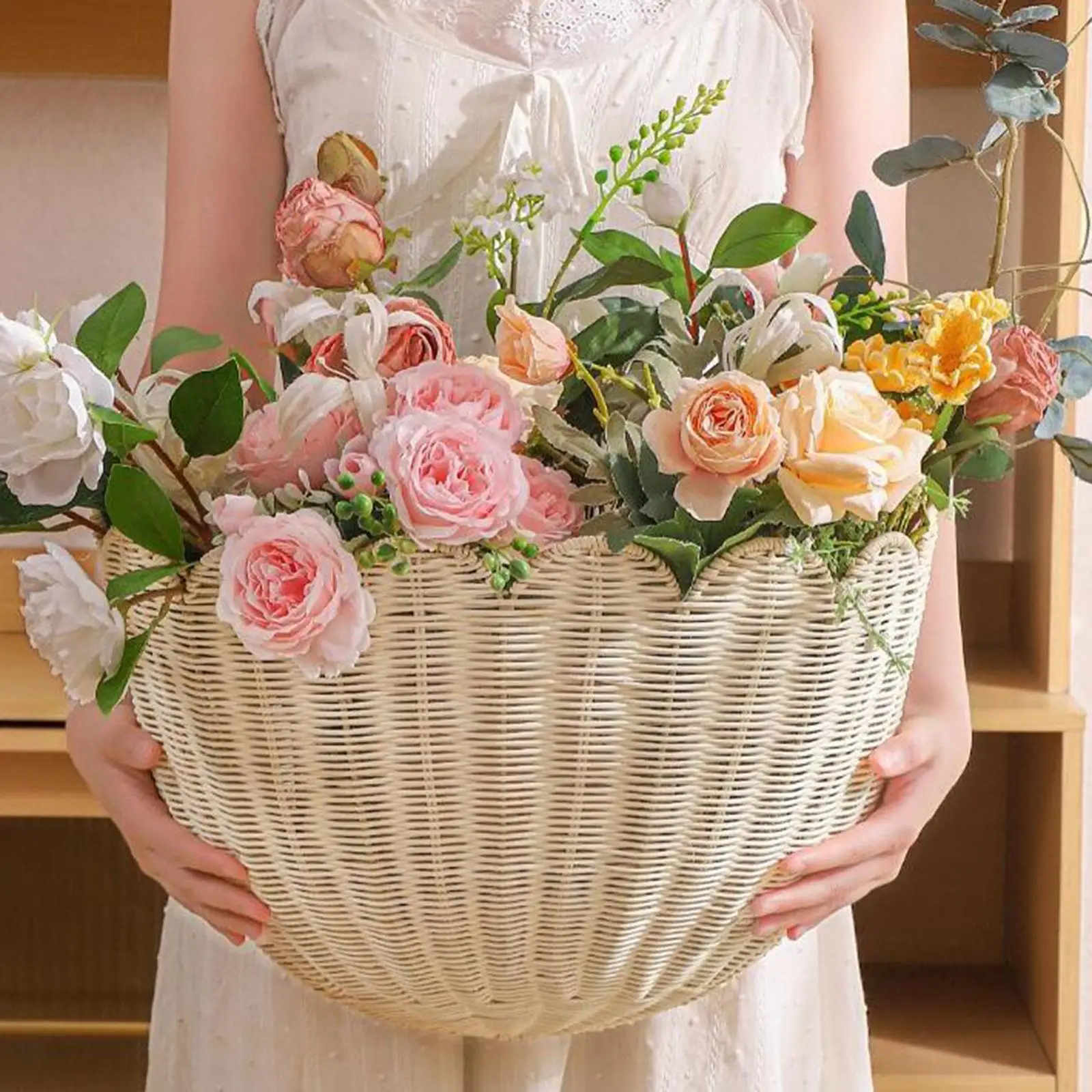 

Woven Wall Hanging Basket Organizer Holder for Balcony Restaurant Organizing Kitchen Fruit Sundries Holder Decorative Basket