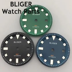 BLIGER 31mm black blue green watch dial luminous dial fit DG2813 3804 movement