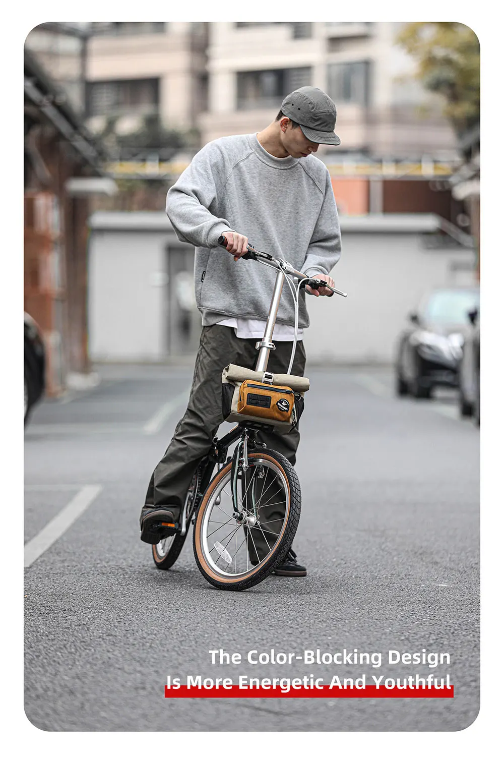 Rhinowalk Fahrrad-Lenkertasche, Schnellverschluss, mit Regenschutz, Schultergurt für Brompton Faltrad, Schultertasche, urbanes Radfahren – Detail 9