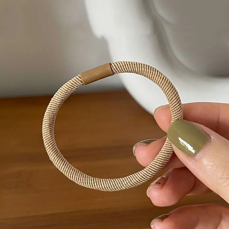 5pcs Brown Color Twill Elastic Rubber Hair Bands Korean Simple Hair Rope Stretch Women Hair Ties Scrunchies Ponytail Holder