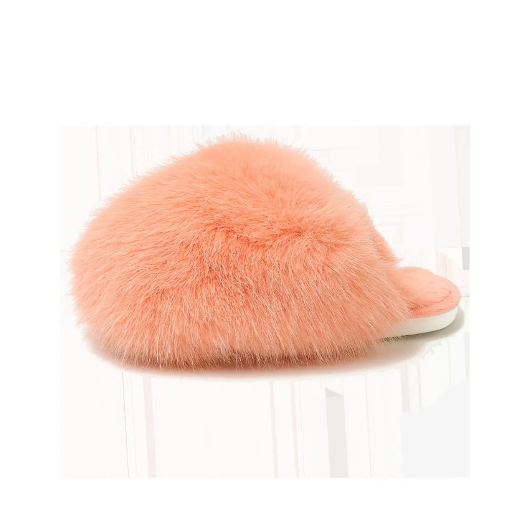 Winterfellige Damen-Hausschuhe, bequeme Flip-Flops, flache Pantoffeln, Indoor-Schlafzimmer-Plüschschuhe für Damen – Detail 26