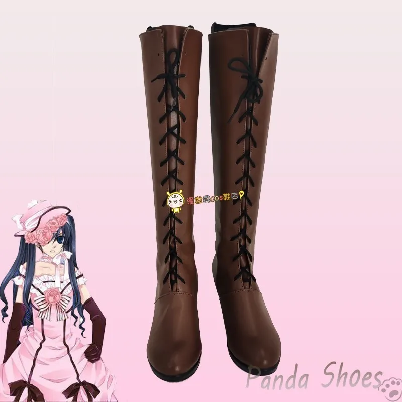 Black Butler Ciel Phantomhive Cosplay Shoes Comic Anime Long Boots Ciel Lady Cosplay Costume Prop Shoes for Con Halloween Party