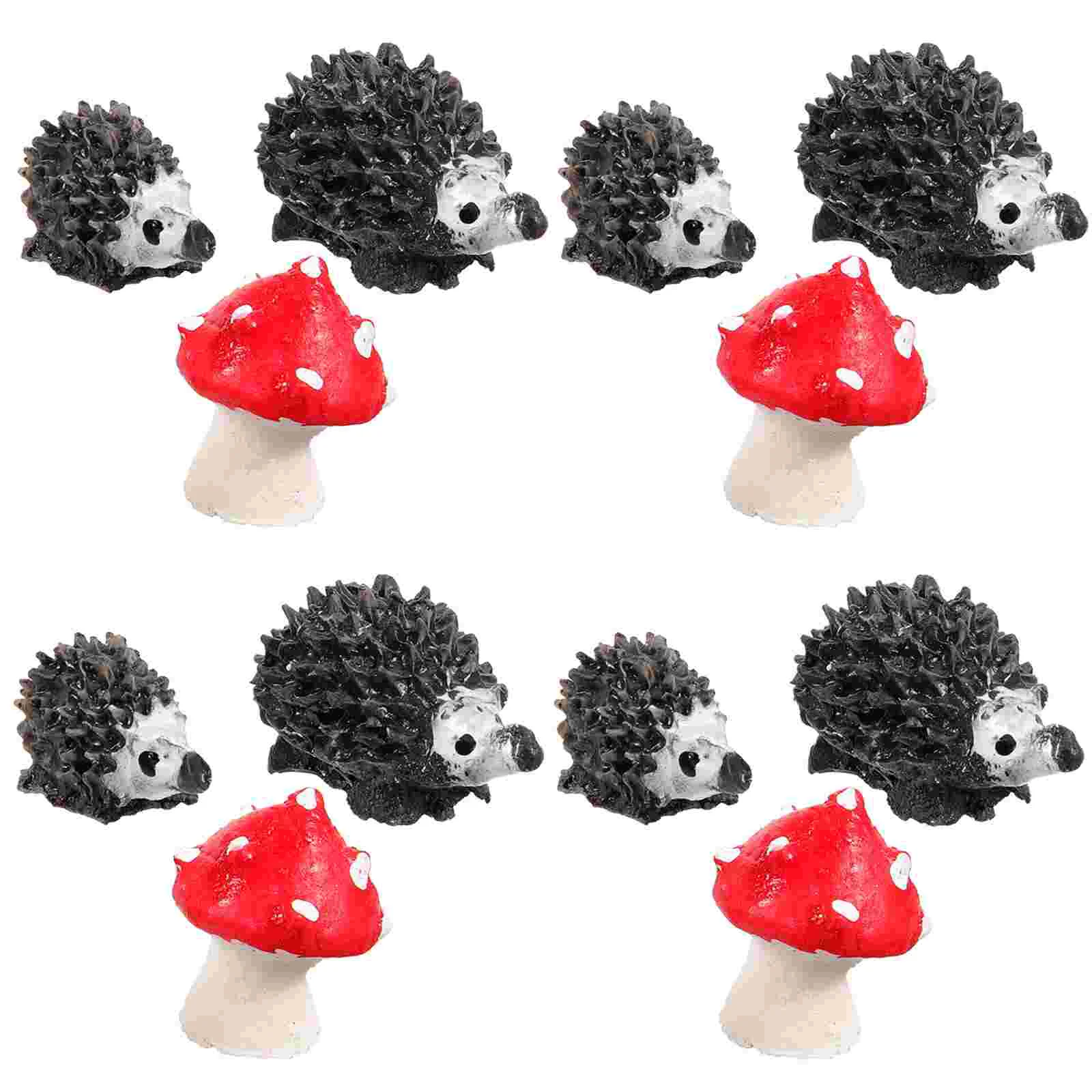 12 Pcs Piggy Hedgehog Mushroom Ornament Terrarium Supplies Pvc Mini Animal Figurine