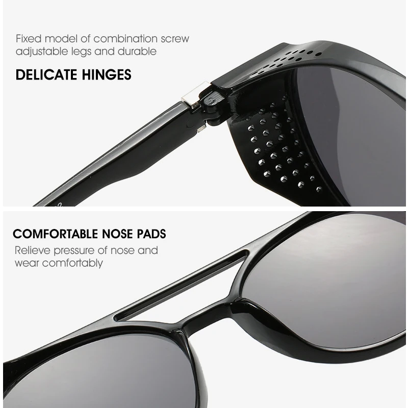 Steampunk Sunglasses Men Brand Designer Classic Punk Round Sun Glasses Male Vintage Windshield Oculos Eyewear Gafas De Sol UV400