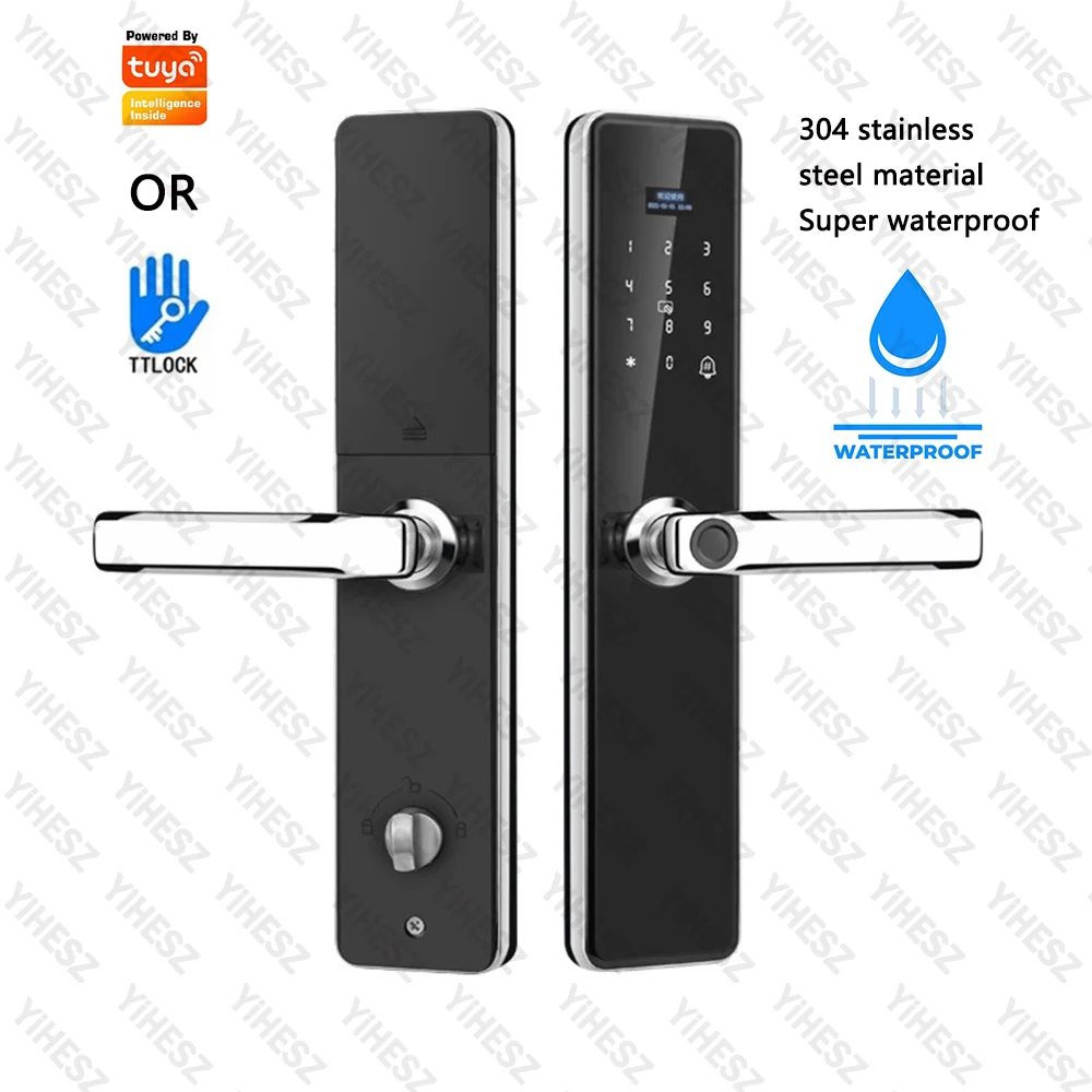 

Умный дверной замок TTLOCK TUYA, нержавеющая сталь 304, IP66, водонепроницаемый, с кодом отпечатков пальцев, разблокировка ключа, цифровой электронный замок