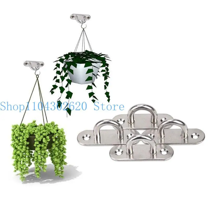 

652F 6Pcs 5mm Boat Yacht Fixing Buckle Stainless Steel Eye Plate Oblong Oblong Pad Eye Plates Ceiling Wall Mount U Hook