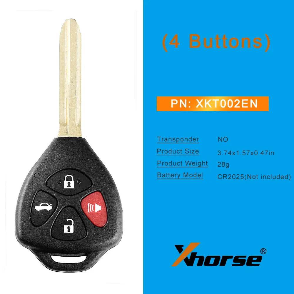 1PCS/LOT Xhorse XKTO02EN Wire Remote Key 4 Bottons Car Keys for Toyota VVDI2 Xhorse VVDI Tool Univeral Car Remote Control Key