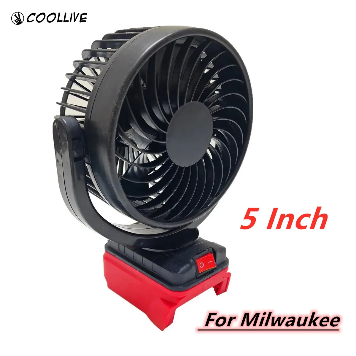 

5-дюймовый электрический вентилятор, портативный маленький вентилятор, уличный беспроводной перезаряжаемый уличный настольный вентилятор для кемпинга, аккумулятор Milwaukee 18 В