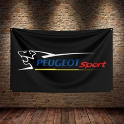 Peugeot-Bandera deportiva de poliéster, 90x150cm, cartel impreso para coche de carreras, garaje o exterior para Decoración