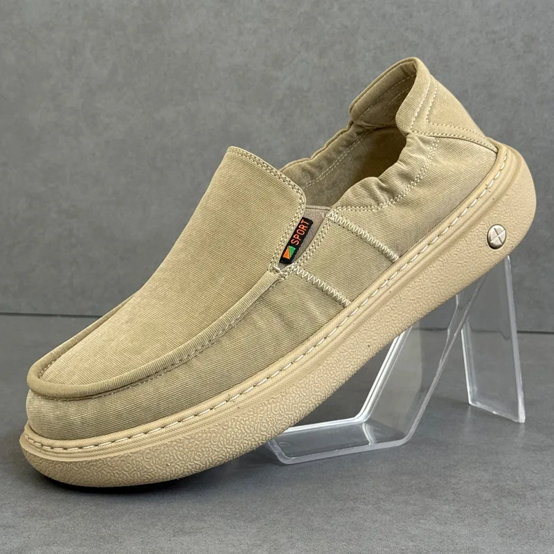 

Men's Summer Shoes Lightweight Thick Sole Breathable Canvas Slip-On Casual Comfortable Soft