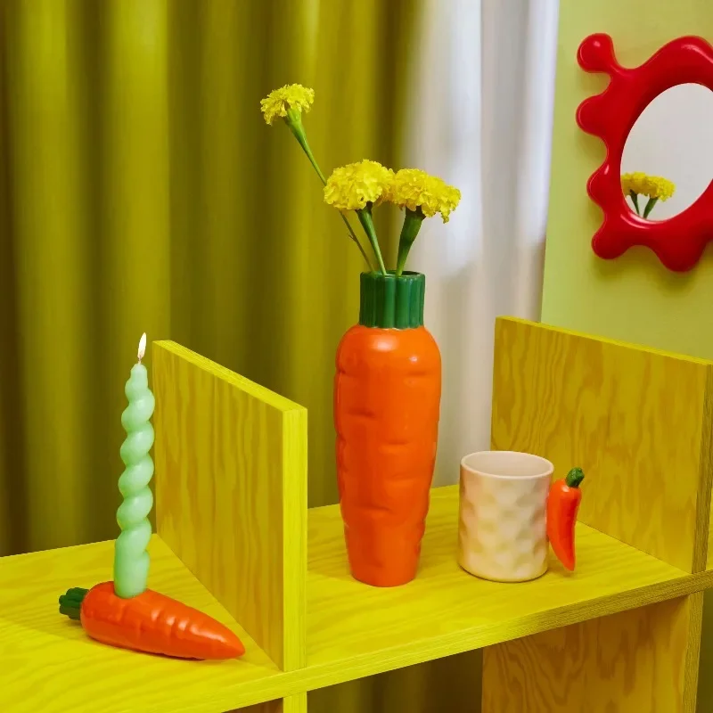 Creative carrot ceramic vase ornaments,home good item mug candlestick,retro style cute home decoration Aesthetic room decoration