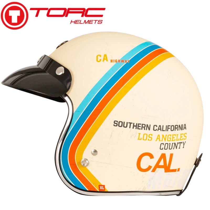 TORC Motorcycle Helmet Motorbike Vintage Open Face 3/4 Racing Helmet Motocross Casque Moto DOT Approved