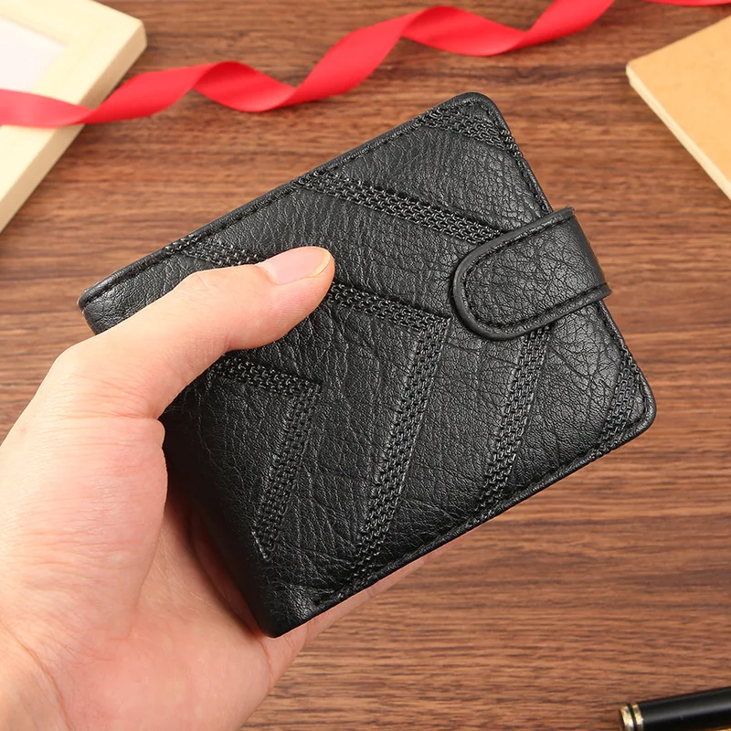 Men's wallets Leather Bifold Black Classic Business Large Capacity Credit Card Holder Wallet with Coin Pocket ID Windows Purse