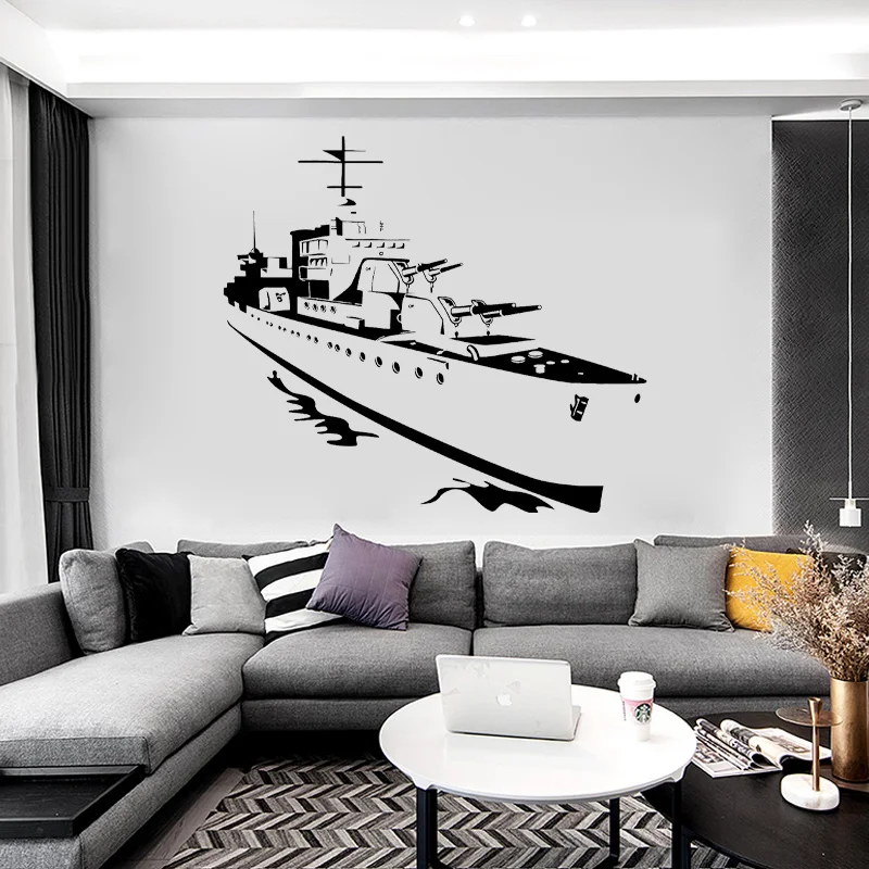 

Battleship Navy Ship War Wall Sticker Vinyl Home Decor Living Room Kids Boys Bedroom Decals Removable Modern Wallpaper 4397