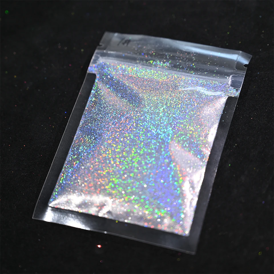 Glitter de uñas holográfico arcoíris láser 0.2MM polvo de glitter para uñas brillante 10G/5G polvo deslumbrante decoración DIY arte de uñas 4