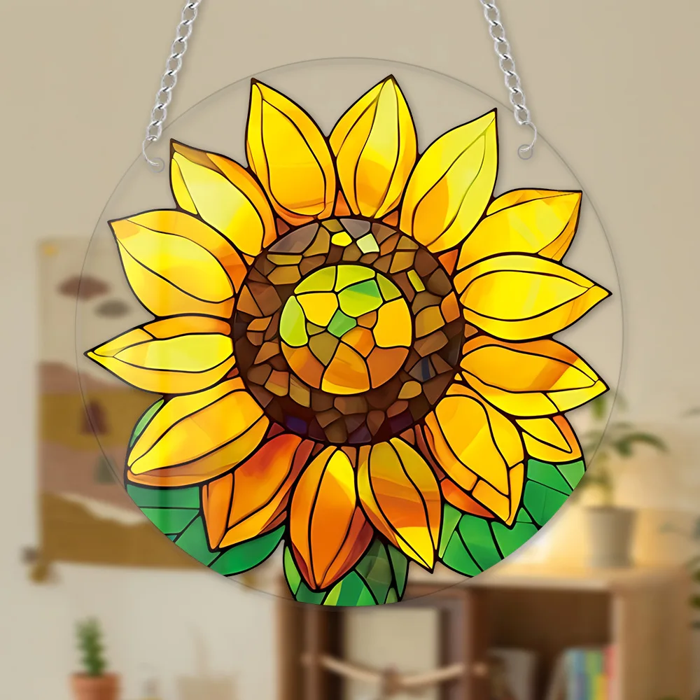 

Sunflower Colored Disc Pendant Chain Porch Home Decor Artwork Garden Decoration