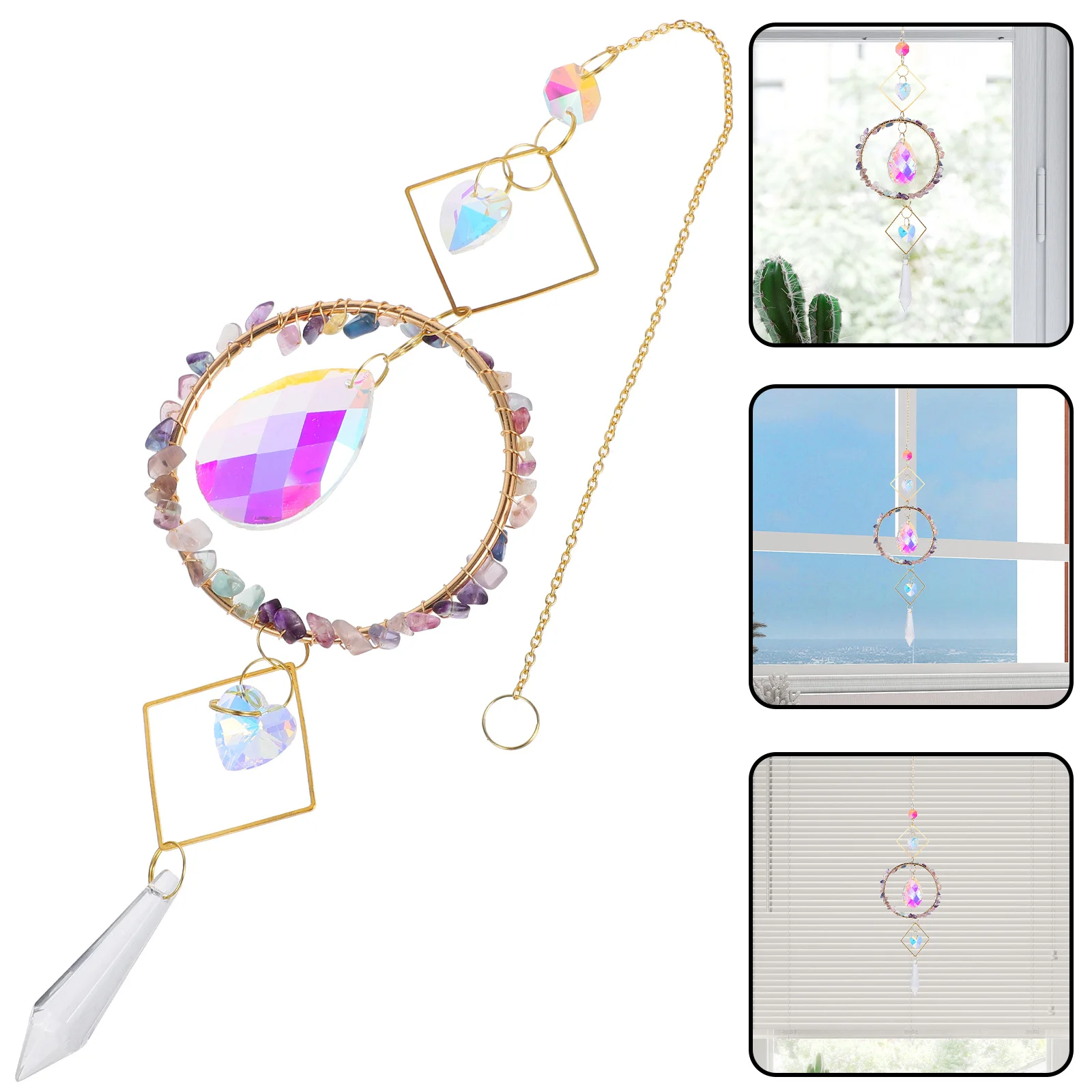 

Indoor Crystal Pendant Colorful Embossed Sun Catcher Ornament Decorative Catchers
