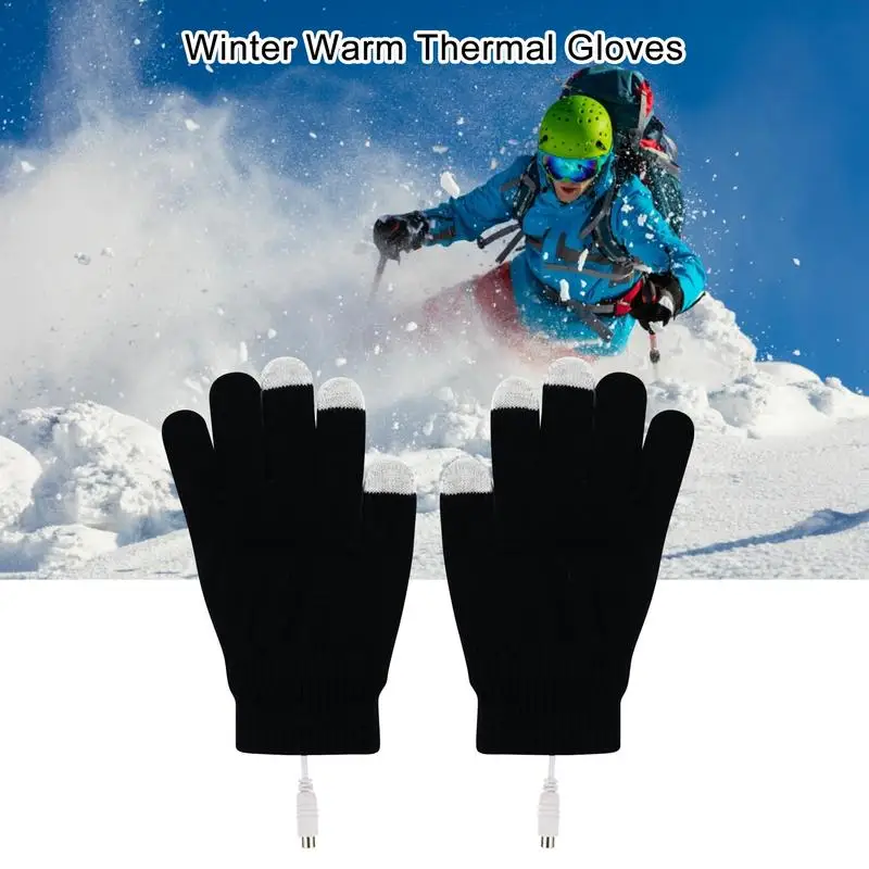 5V USB Heated Gloves Winter Warm Thermal Gloves Five Fingers Touch Screen Heating Pads Mitten Thicken Men Woman Skiing Gloves