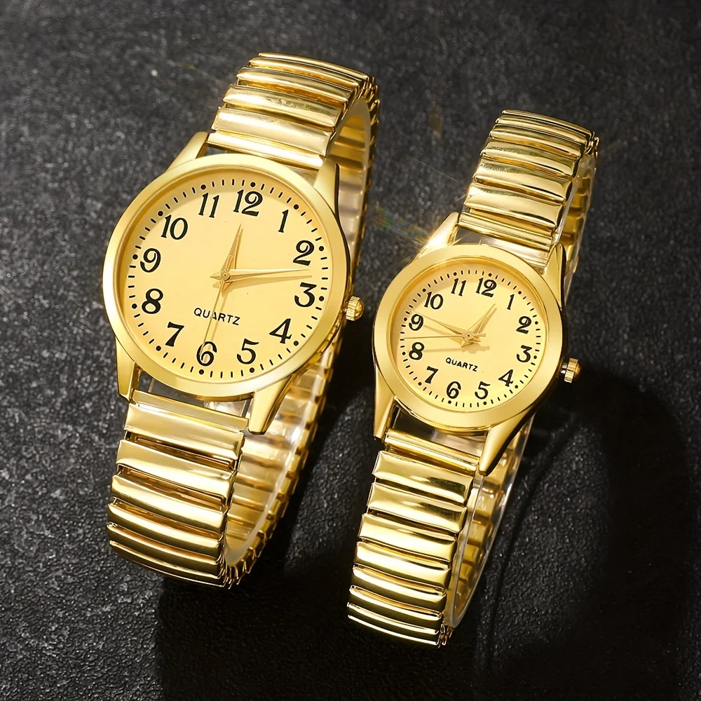 Jam tangan torsi 2 bagian set kuarsa analog pria wanita modis