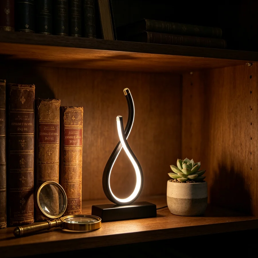 1PC square base desktop desk lamp with heart-shaped USB plug for three-color lighting
