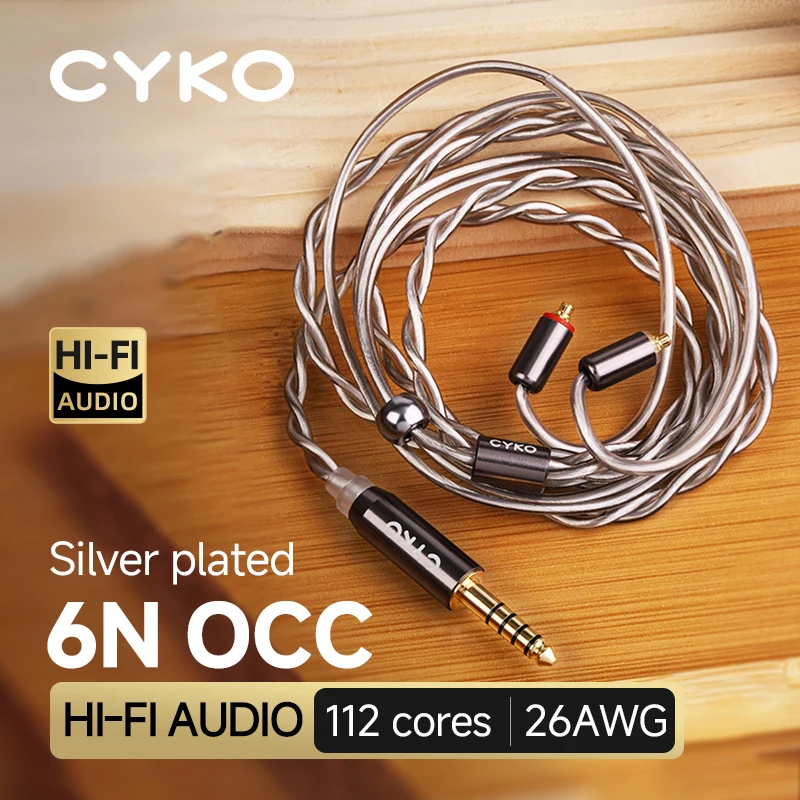 

CYKO Earphone Cables 6N OCC HiFi Update Iem Cable 4.4mm 3.5mm MMCX 0.78 2Pin AUX Jack Headphones Wired for Carat Tangzu Fudu