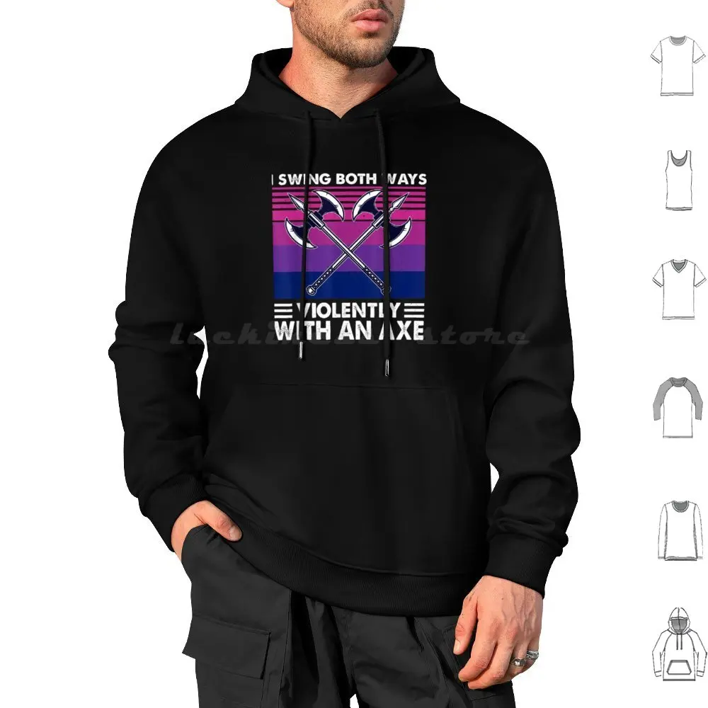 I Swing Both Ways Violently With An Axe Bisexual Flag Hoodie cotton Long Sleeve Bisexual Bisexual Pride Bi Pride Month