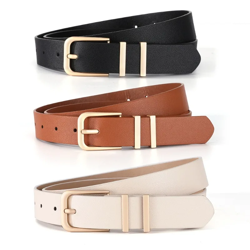 Stylish and Minimalist Decorative Jeans Skirt Belt – Elegant and Sophisticated Double-Loop Women’s Buckle Leather Belts