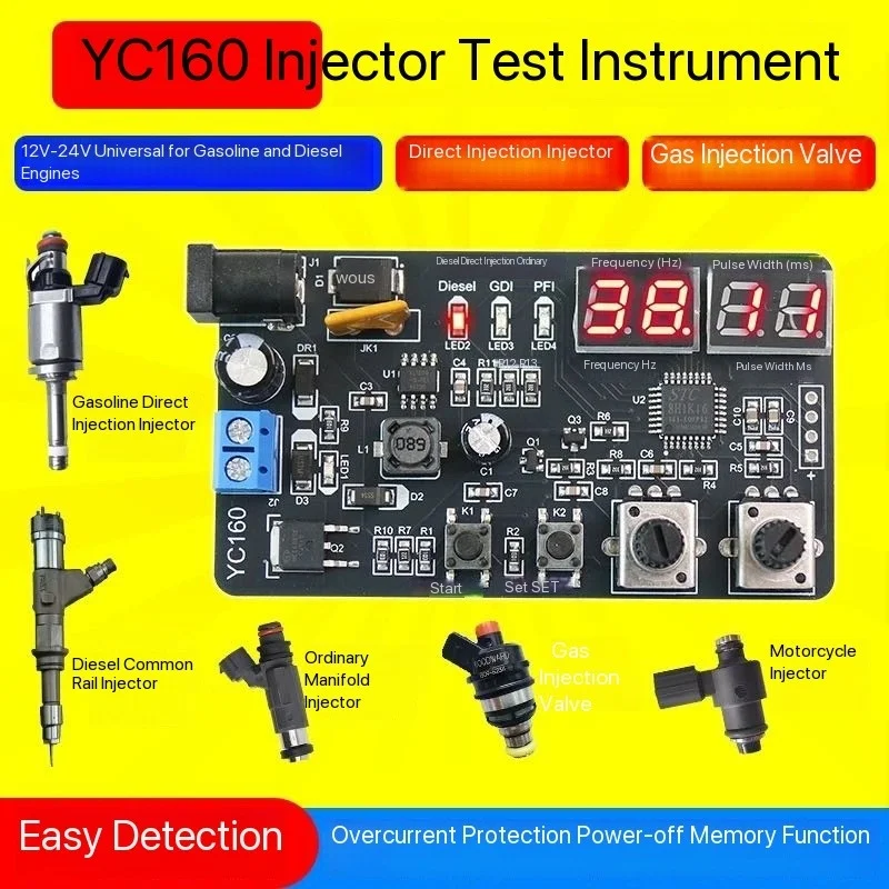 Tester wtryskiwaczy paliwa AM-YC160 typu Simple do samochodów ciężarowych, może testować częstotliwość, szerokość impulsu, 12-24V