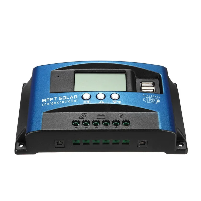 30/40/50/60/100A MPPT Regolatore di carica solare Doppio display LCD USB 12V/24V Regolatore automatico del caricatore del pannello a celle solari con carico