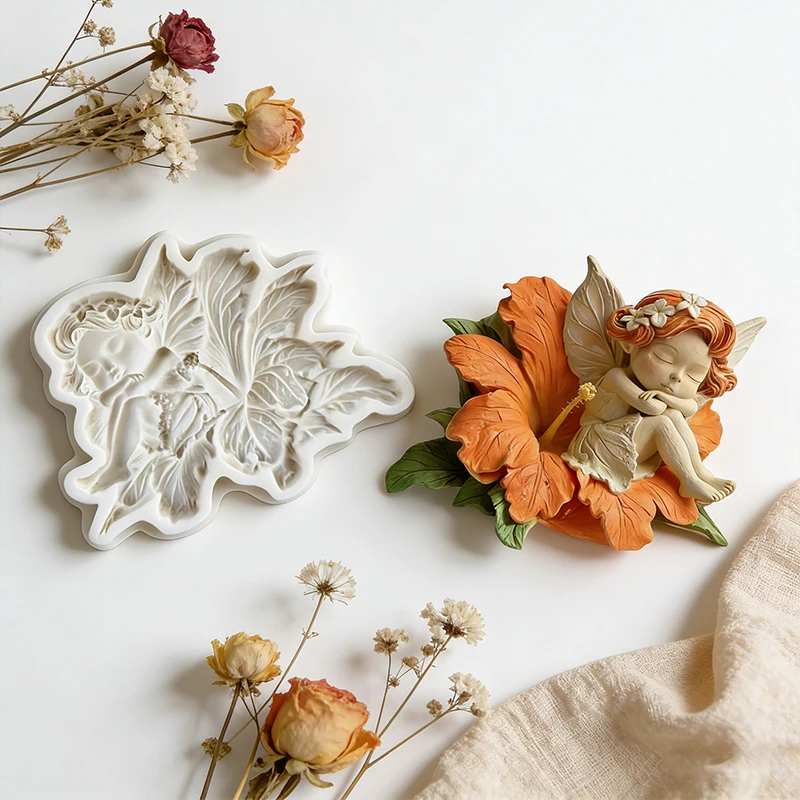 Flower fairy silicone mold, drop glue mold, used for making resin and gypsum handicrafts, and for decorating pendants view 3