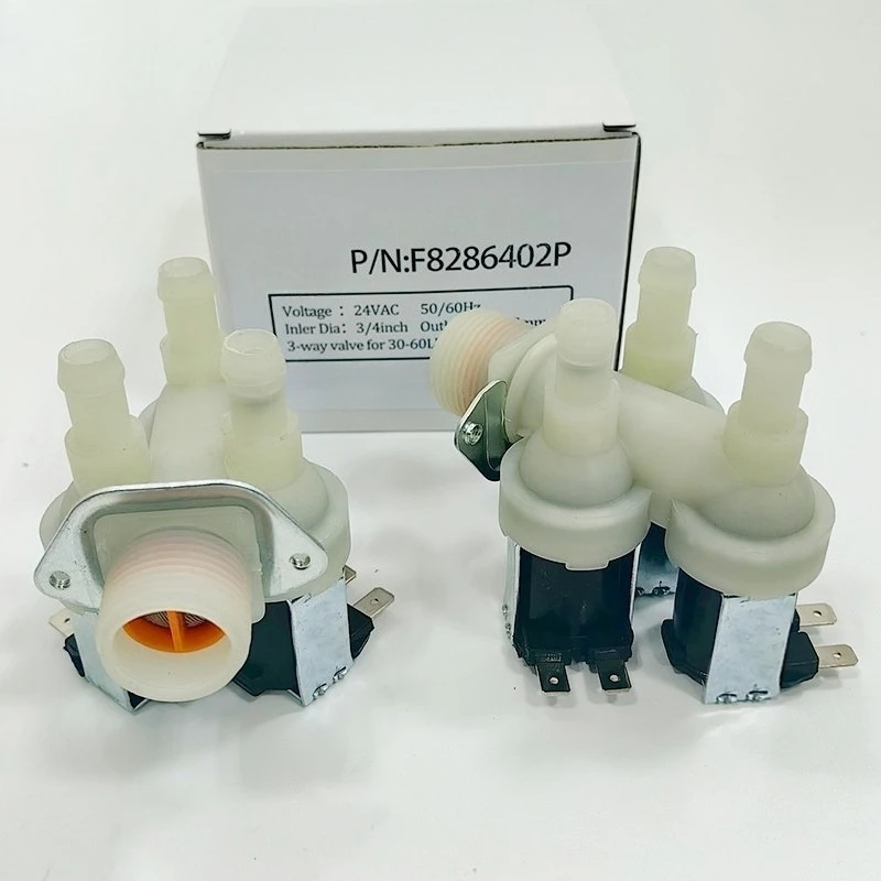 90 Degree Water Inlet Valve F8286402P, One In Three Out Dosing Feed Valve, Commercial Laundry Machine Replacement Part