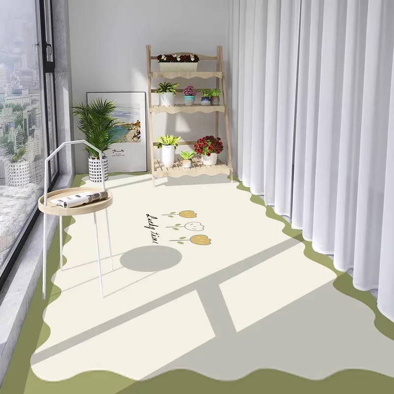 Minimalist Fresh Balcony PVC Leather Anti Slip Floor Mat Oil Proof Dirt Resistant Kitchen Carpet Home Washable Easy Clean Rug 러그