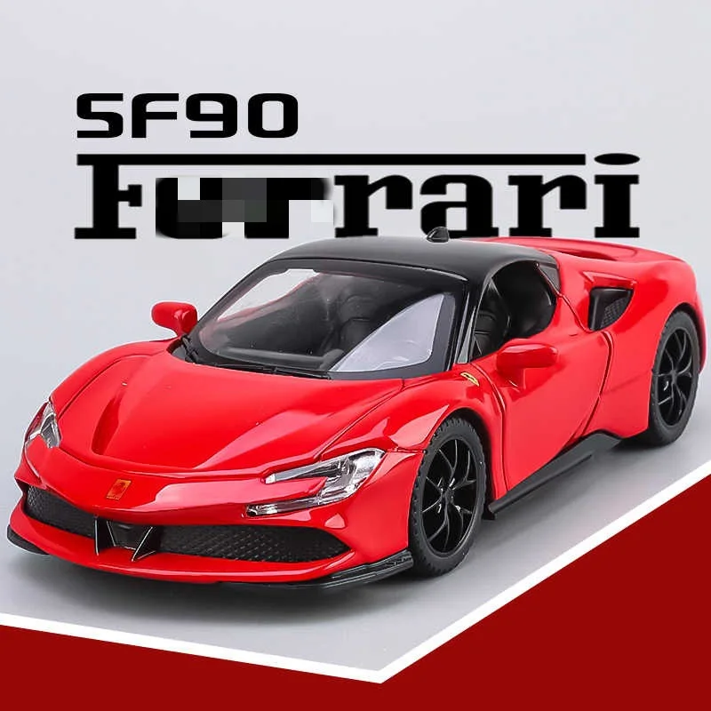 

1/32 SF90 модель автомобиля из сплава, имитация спортивного автомобиля, украшение, детская игрушка