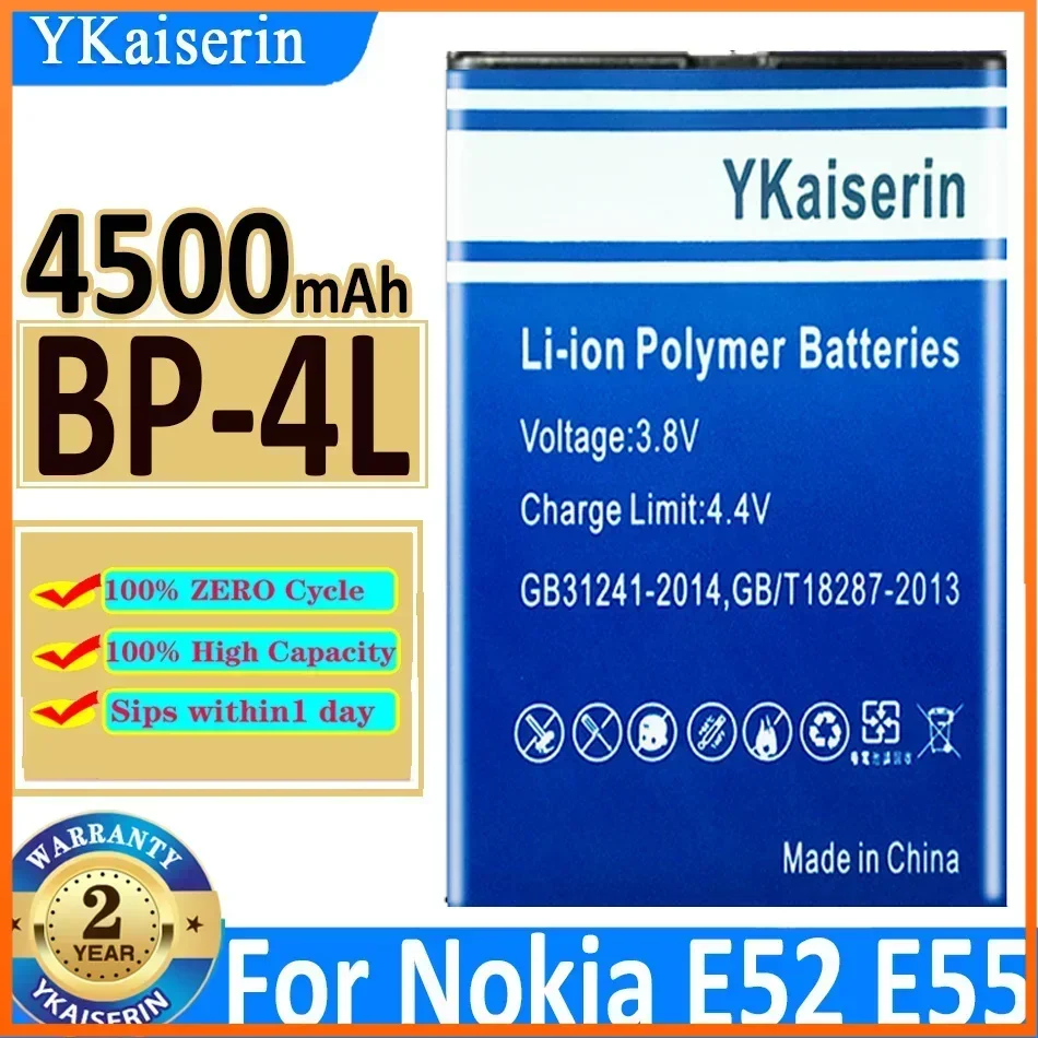 4500mAh YKaiserin Battery BP-4L For Nokia E61i E63 E90 E95 E71 6650F N97 N810 E72 E52 BP4L BP 4L Phone Bateria