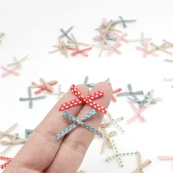 100pcs 2cm*2.5cm Handmade Satin Bows Apparel Decoration DIY Craft Small Ribbon Bow Garment Accessories