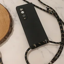 Luxury Colorful Weave Long Crossbody Lanyard Folding Phone Case For Samsung Galaxy ZFold 7 Strap Cover ZFold 6 5 ZFold 4 3 2