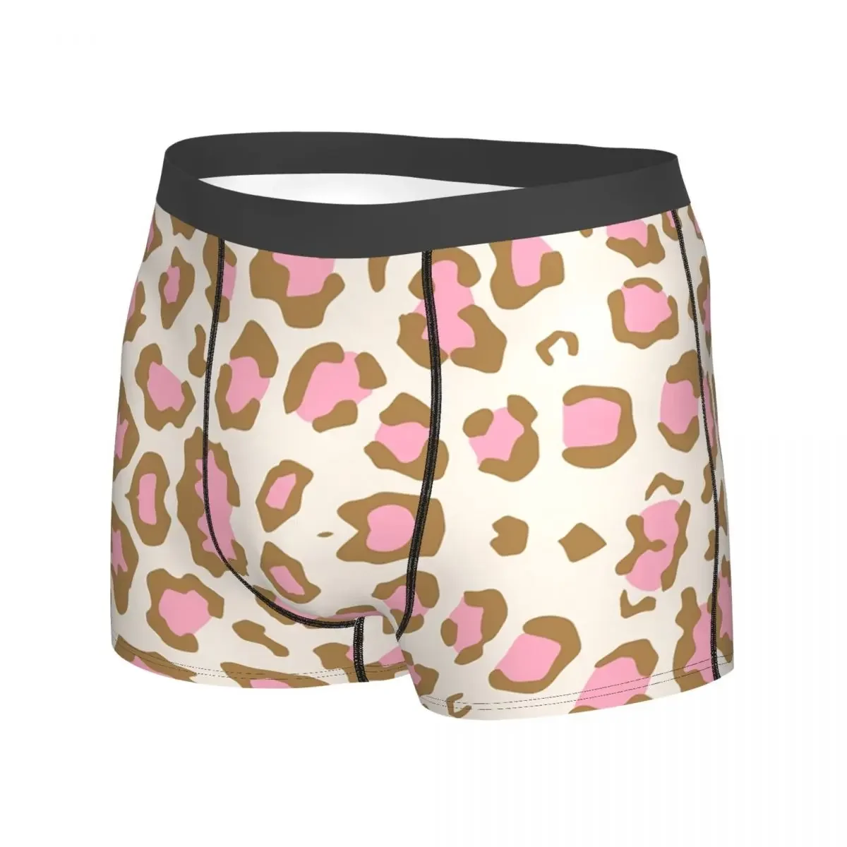 Fashion Boxer Pink Leopard Texture Pattern Shorts Panties Men Underwear Animal Spots Skin Soft Underpants For Homme Plus Size