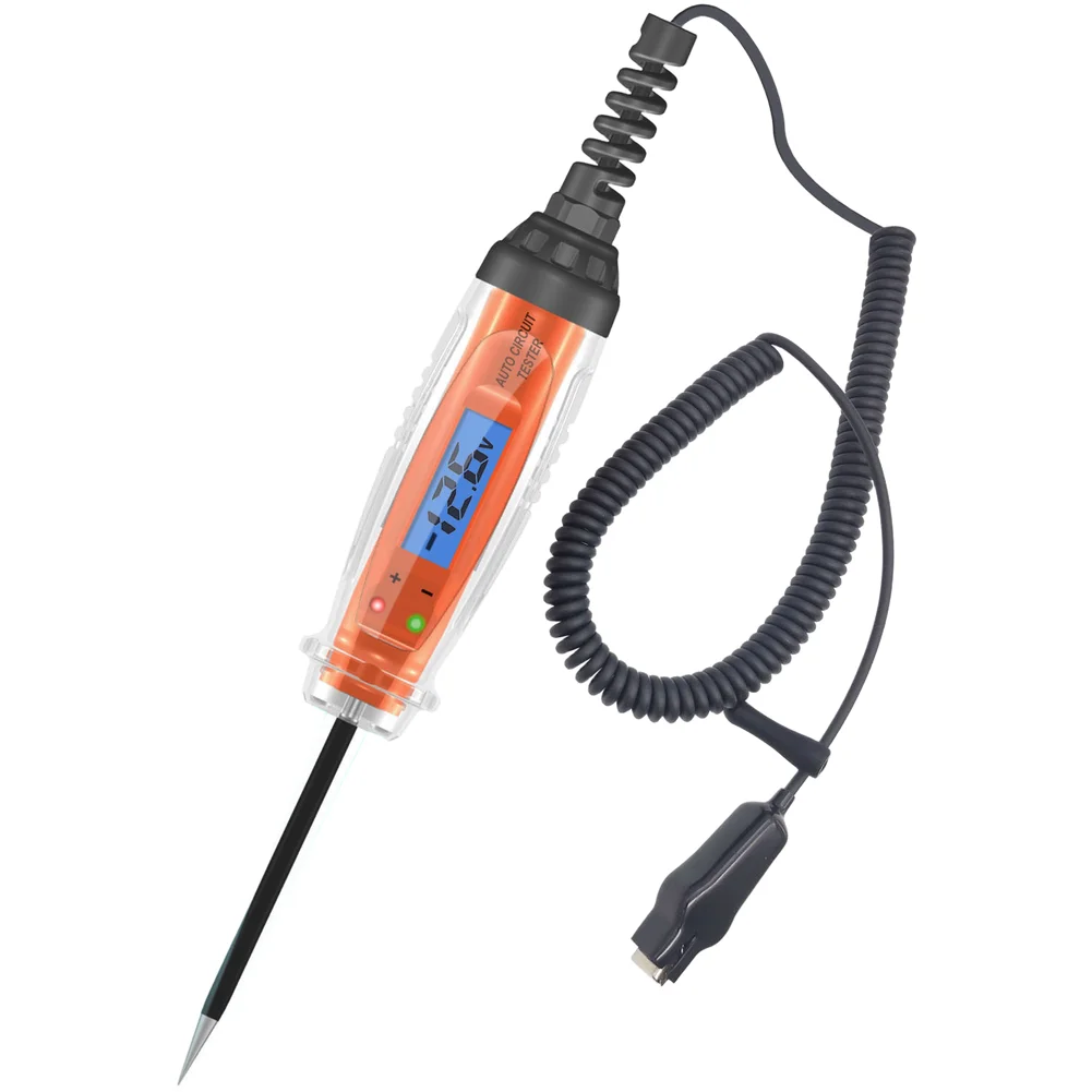 Voltmeter Test Pen Automotive Test Light 3-60V Measurement 0.1V Resolution 3.6m Spring Cable Polarity LED Indicators