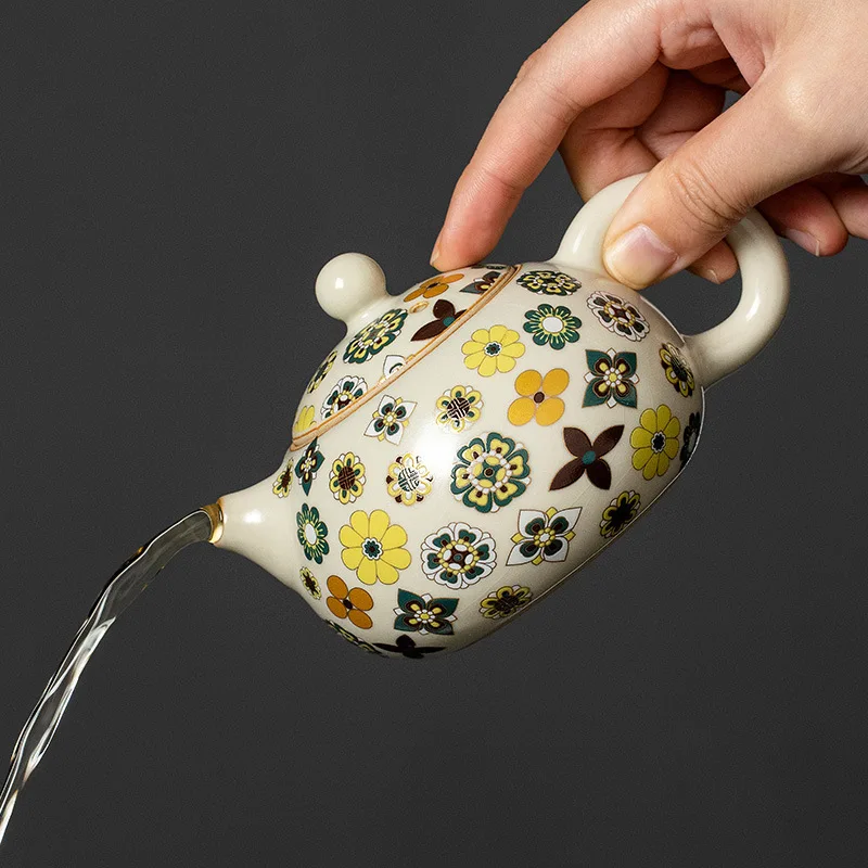 Ru Kiln Datang Baoxiang Xishi Pot Ceramic Teapot Tea Home Kung Fu Tea Set Chinese Filter Tea Infuser Teapot