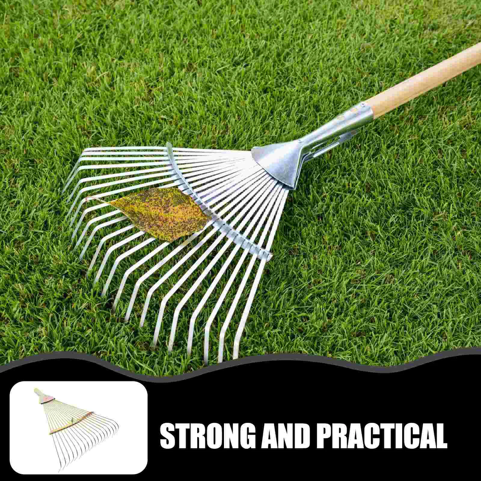 Garden Pine Needle Rake Portable Steel Lawn Rake Garden Shrub Rake For Leaves