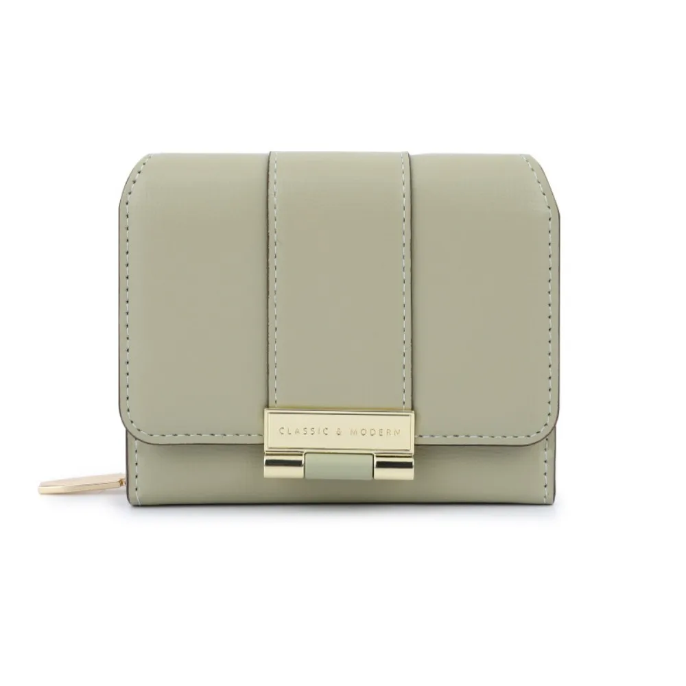 

Senior Leather Short Wallet Small Solid Color Zipper Purse Large capacity Coin Purse Women
