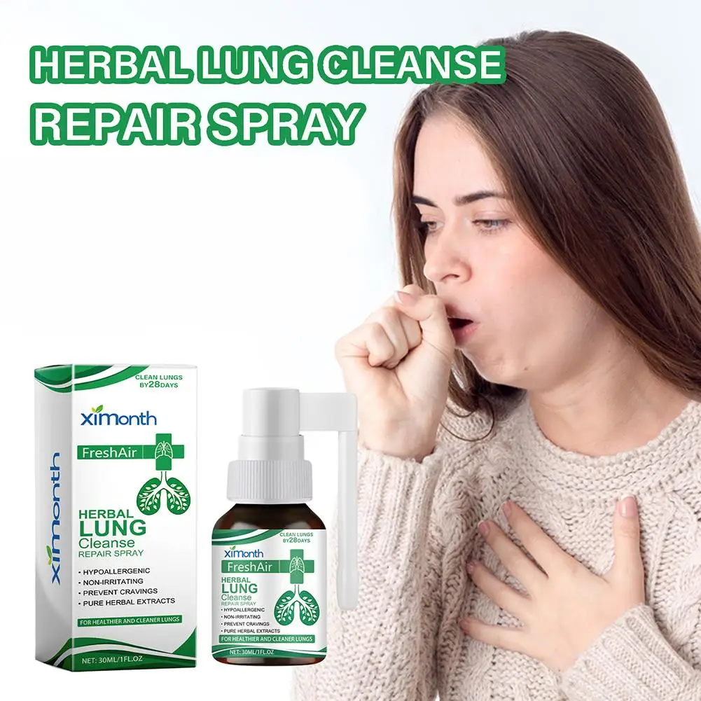 Lung Herbal Cleansing Spray Cough Relief Itchy Throat Treatment Improve Breathing Anti Inflammation Lungs Detoxification Liquid